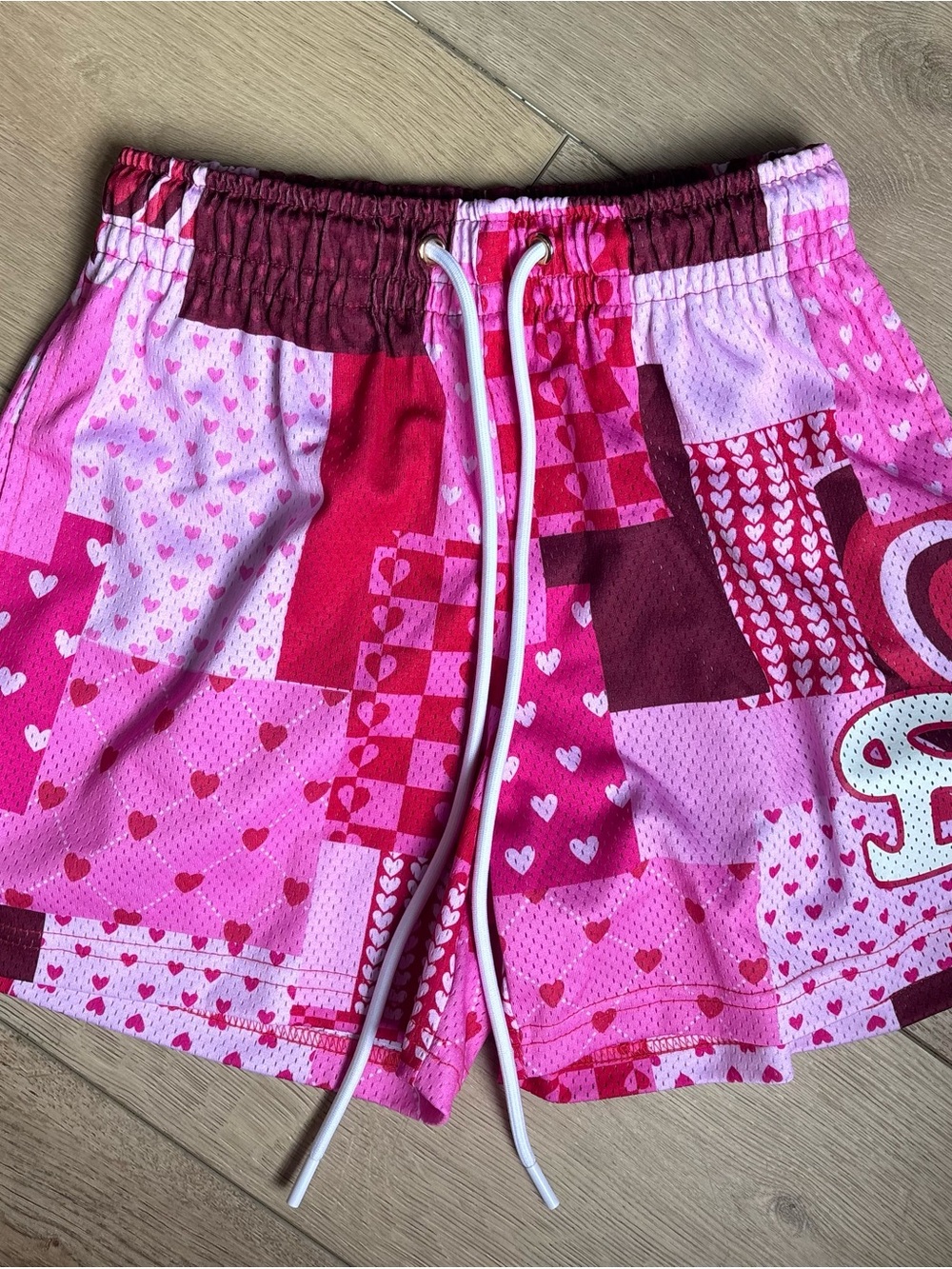 Adult BKTSQD Patchwork Hearts Mesh Shorts